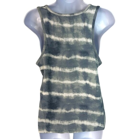 Lucky Brand Blue Tie Dye Graphic Logo Sleeveless Summer Tank Top Size Large - Picture 2 of 6